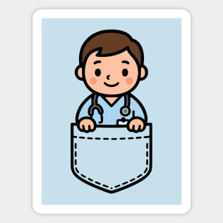 Cute Kawaii Male Nurse Pocket Cartoon Healthcare Medical Magnet